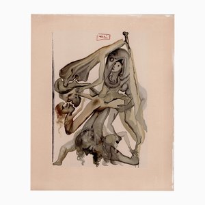 Salvador Dali, Preview of Lower Hell, 1964, gravure sur bois originale