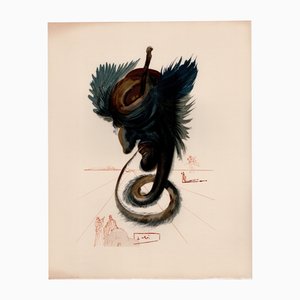 Salvador Dali, The Black Angel, 1964, Gravure sur bois originale