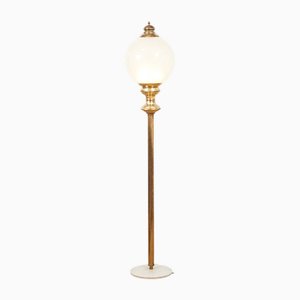 Lampadaire en Laiton avec Socle en Marbre et Globe en Verre, Italie, 1950s-1960s