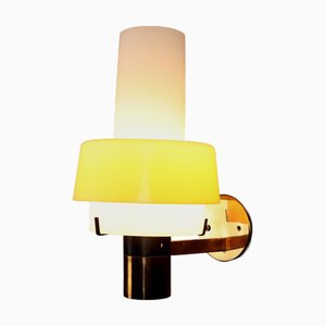 Vintage Wall Lamp in Brass, Metal and Glass from Stilnovo, 1960s