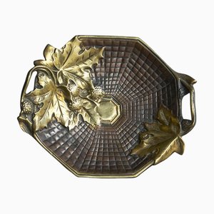 Ciotola Art Deco con foglie in ottone, anni '20