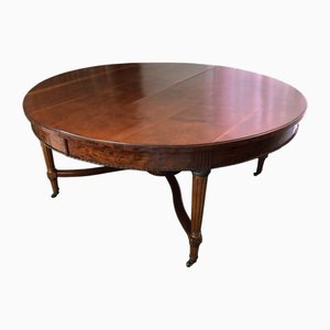 Grand Guéridon avec Socle Central en Acajou, Laiton et Bronze