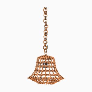 Mid-Century Pendant in Bamboo, Rattan and Wicker by Louis Sognot, France, 1960s