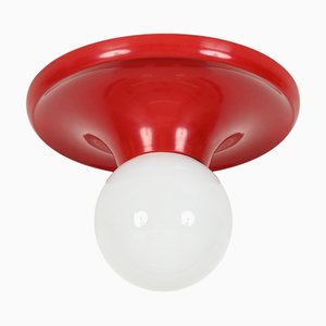 Red Metal Ball Wall or Ceiling Lamp by Achille Castiglioni for Flos, Italy, 1970s