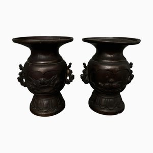 19th Century Bronze Vases from Japan, Set of 2