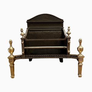 Small Antique Brass and Cast Iron Firegrate, 1900