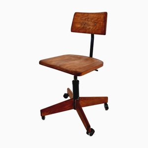 Sedia da ufficio girevole Bauhaus in legno di Stoll Giroflix, anni '60