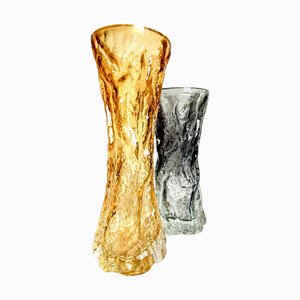 Vases Art Brutaliste en Verre par Kurt Wokan pour Ingrid Glashütten, 1970s, Set de 2