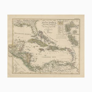 Antique Map of the Caribbean & Central America West Indies, 1857