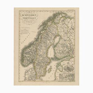Mapa antiguo de Escandinavia, 1857