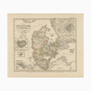Antike Karte von Dänemark, 1858