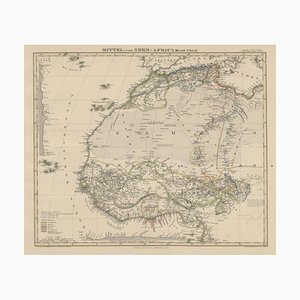 Mapa antiguo de África central y occidental Stieler Atlas, 1858