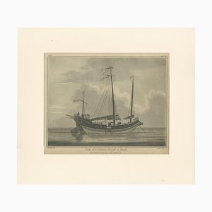 Gravure Maritime Antique View of Junk, Chine, 1802, Papier