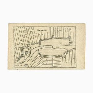 Antique Map of the City of Muiden by Merian, 1659