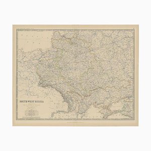 Mapa antiguo del sur de Rusia de Johnston, 1882