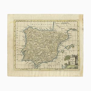 Mapa antiguo de España y Portugal de Kitchin, 1770