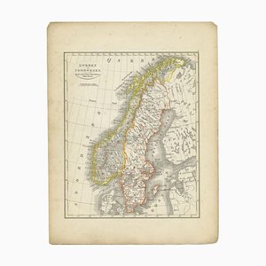 Antique Map of Sweden and Norway by Petri, 1852