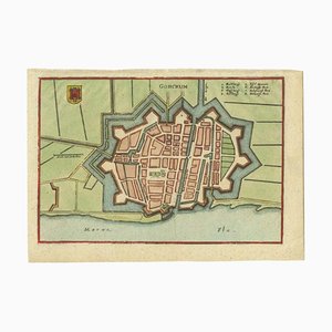 Mapa antiguo de la ciudad de Gorinchem de Merian, 1659