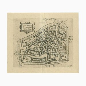 Antique Map of the City of Leeuwarden by Guicciardini, 1613