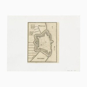 Antique Map of the City of Workum by Merian, 1654