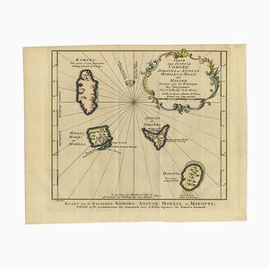 Antique Map of the Main Comoro Islands by Van Schley, 1749