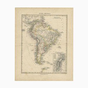 Antique Map of South America by Petri, 1873