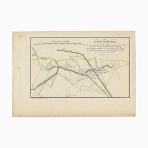 Antique Map of the Breaches of the Oude Rijn River, 1890