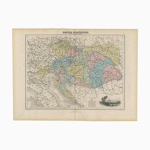 Antique Map of the Austrian Empire by Migeon, 1880