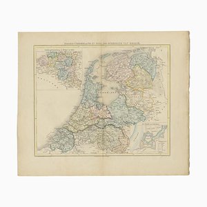 Mapa antiguo de los Países Bajos en 1839 de Mees, 1860