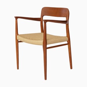 Poltrona nr. 56 in teak e corda di Niels Otto Møller per JL Møllers, anni '50