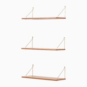 Dänische schwebende Regale aus Teak, 1960er, 3er Set