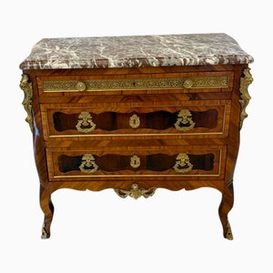 French Victorian Marble Top Commode with Drawers, 1850s