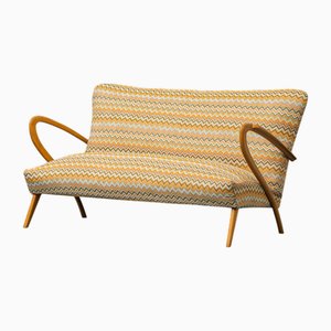 Sofá de dos plazas atribuido a Paolo Buffa con tapicería de Missoni, años 50