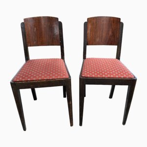 Set de Chaises Art Déco en Bois et Tissu, France, 1920