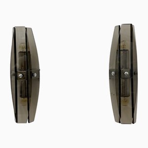 Mid-Century Glass Vera Wall Lamps, 1970s, Set of 2