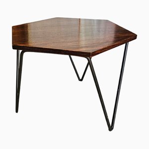 Tavolino da caffè vintage in legno e metallo di Gio Ponti, Italia, anni '50