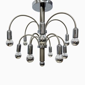 Vintage Chromed Brass Ceiling Lamp from Sciolari, 1970s