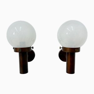 Glass Globe Wall LSconces by Lisa Pape, Sweden, 1970s, Set of 2
