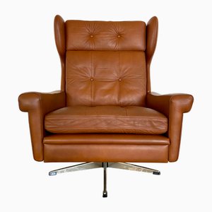 Vintage Danish Lounge Chair in Cognac Leather by Svend Skipper, 1970s