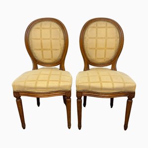 Set of Louis XVI Style Medallion Chairs in Honey Color, 1890s