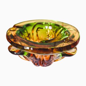 Cenicero de cristal de Murano en dos tonos, años 50