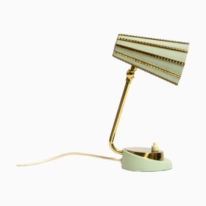 Mid-Century Brass Night Table Lamp with Perforated Metal Shade, 1950s