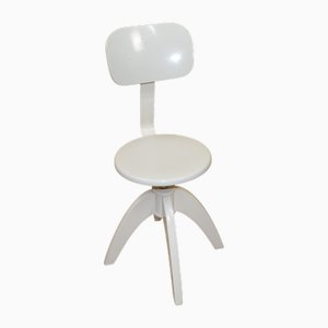 Chaise Pivotante d'Atelier d'Architecte Ajustable en Hauteur Laquée Blanche de Krenzer, 1940s