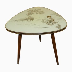 Nierenförmiger Cocktailtisch mit Cremefarbener Glasplatte, 1960er