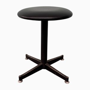 Sgabello vintage industriale con struttura in metallo e seduta in skai, Italia, anni '70