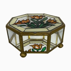 Jugendstil Schmuckkästchen aus Glas & Buntglas, 1900er