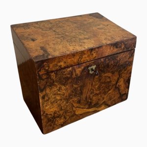 Antique Victorian Burr Walnut Stationary Box, 1860s