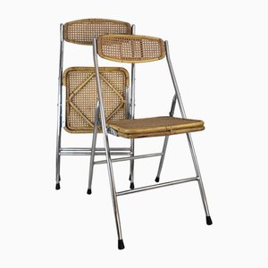 Chaises Pliantes en Rotin, 1970s, Set de 2