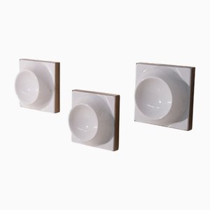 Italian Space Age Brass Wall Sconces, 1970s, Set of 3