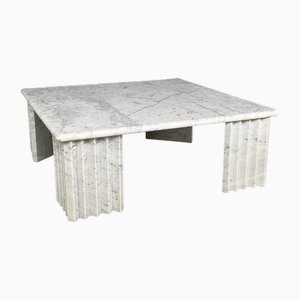 Italienischer moderner rechteckiger Couchtisch aus weißem Marmor von Carlo Scarpa, 1980er, 1970er